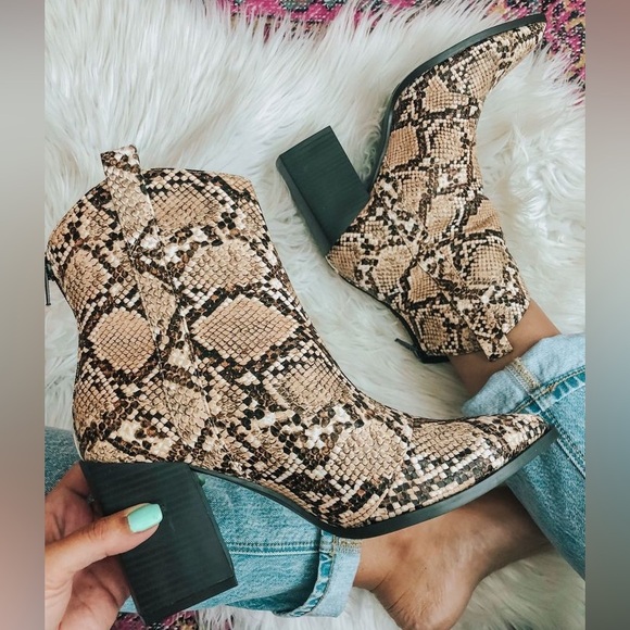 Camel Snake Mid-Calf Booties - Picture 2 of 11